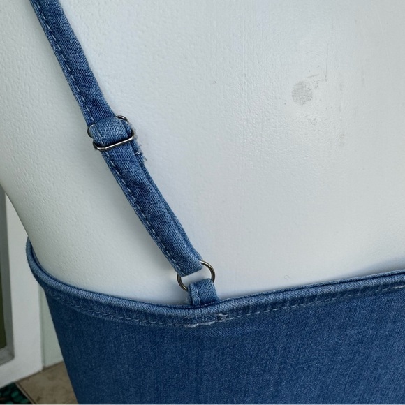 Bläshe size L denim jean mini dress y2K 90s  slimfit bodycon summer spring - Picture 7 of 11